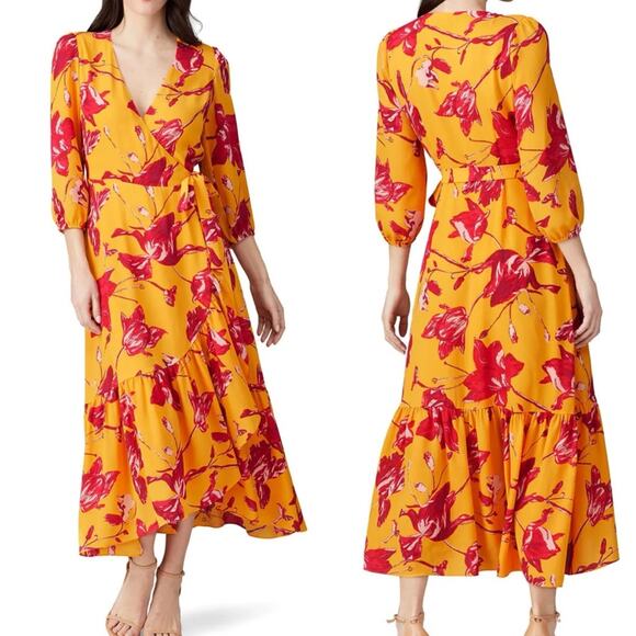 Color Me Courtney Floral Eleanor Long Sleeve Wrap Dress Medium - Picture 1 of 11